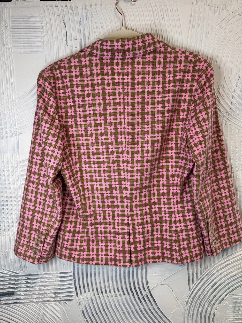 Express Pink and Brown Checked Blazer Jacket